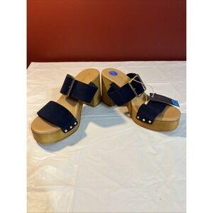 Avellini Chunky Blue Wooden Sandals Size 7.5